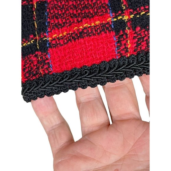 Vintage Tartan Plaid Lady Jacket Women Size 2P* Wool Blend Soutache Trim USA - Picture 6 of 11